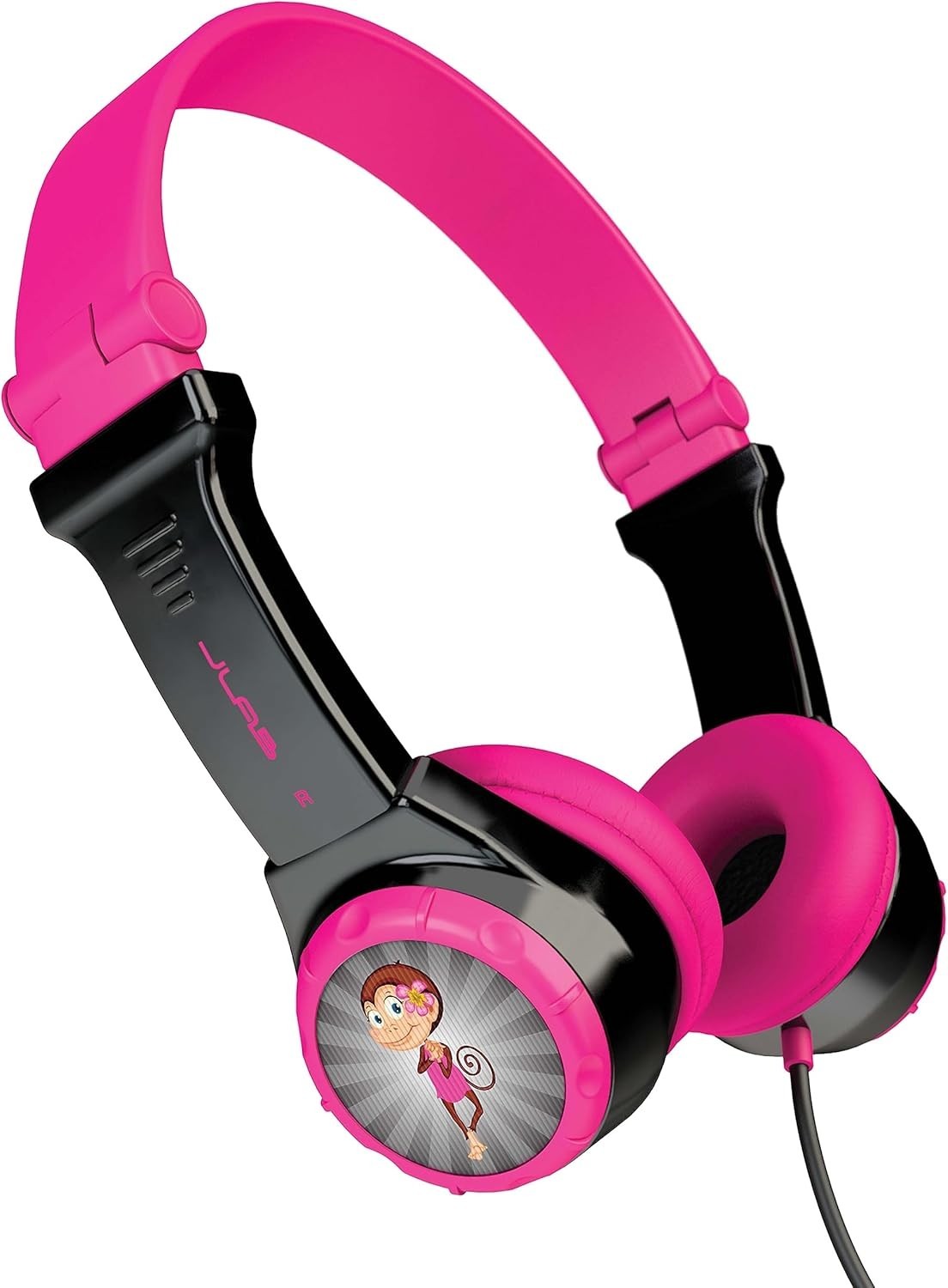 JLab JBuddies Kids headphones with volume limit, black, foldable (Black/Pink)