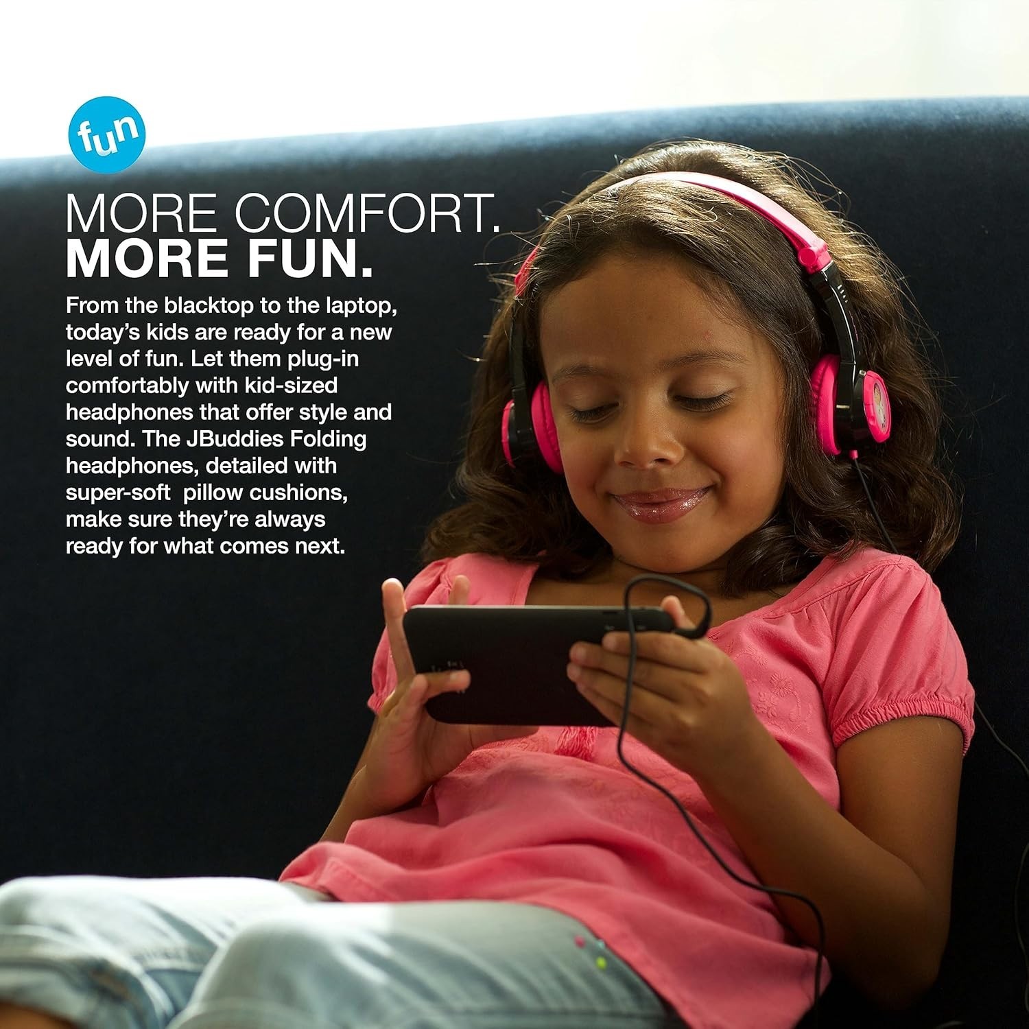 JLab JBuddies Kids headphones with volume limit, black, foldable (Black/Pink) - Imagen 5