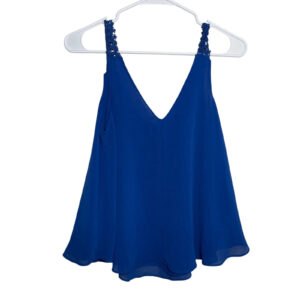 Sweet Journey Blouse Women's Large Blue Crochet Sleeveless Tank Top Casual