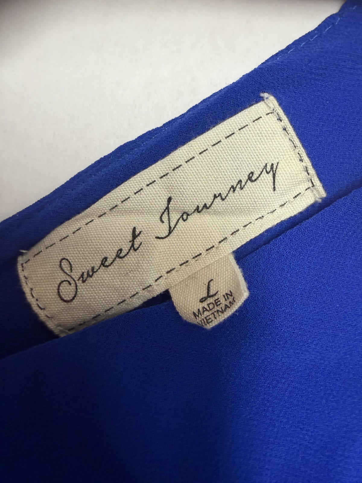 Sweet Journey Blouse Women's Large Blue Crochet Sleeveless Tank Top Casual - Imagen 4