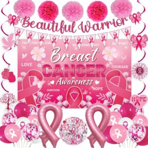 Breast Cancer Awareness Decorations,Pink Ribbon Hanging Swirls Breast Cancer