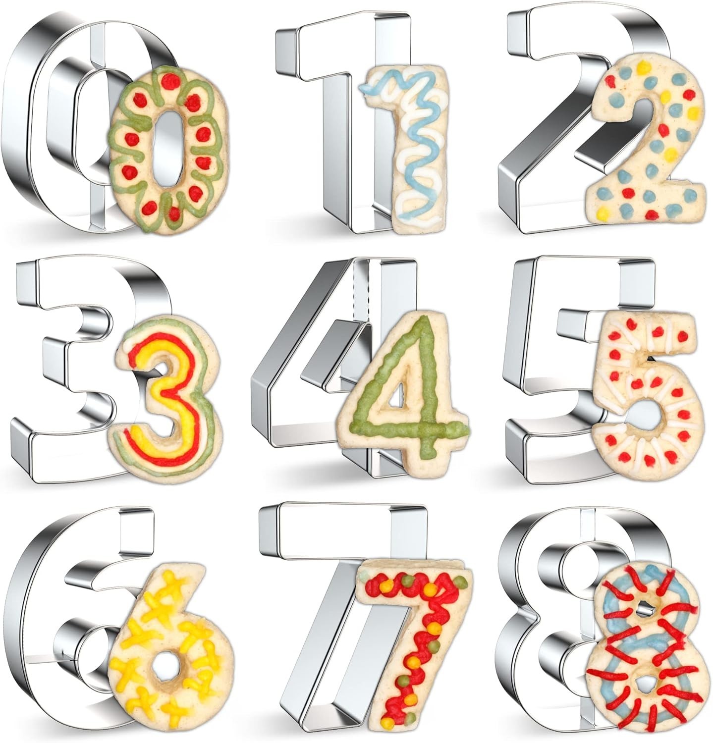 9PCS Number Cookie Cutters Set, Birthday Numbers 0-8(6 9PCS-Number(3 inches)