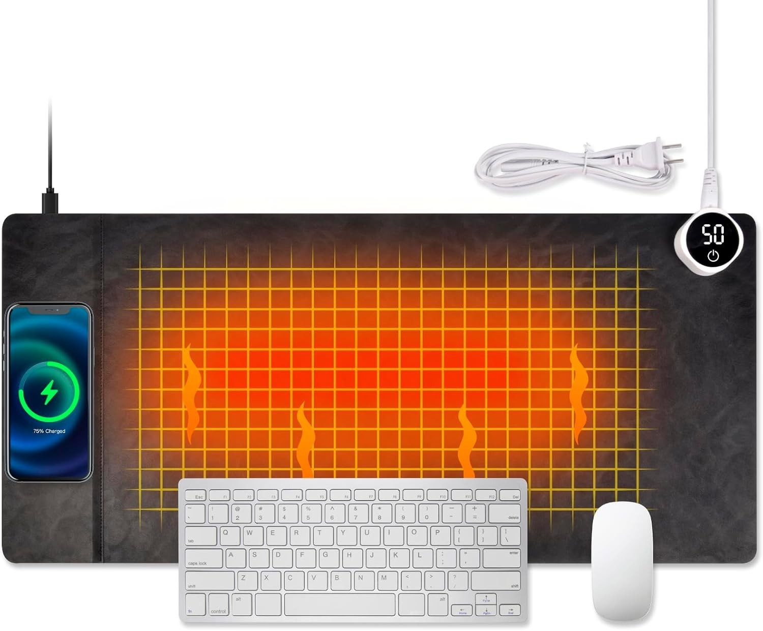Heated Desk Mouse Pad Mat - Wireless Charging 15W Large Warm Mouse Pad. NEW!!!!
