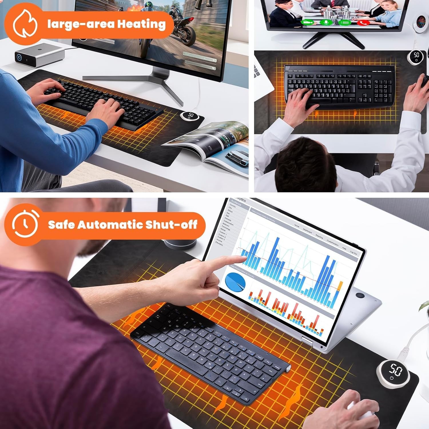 Heated Desk Mouse Pad Mat - Wireless Charging 15W Large Warm Mouse Pad. NEW!!!! - Imagen 6