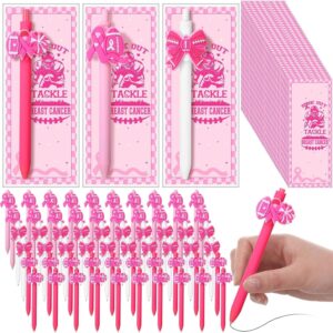 48 Sets of Breast Cancer Awareness Pens in Bulk, Football-Themed Pink Ribbon Pen