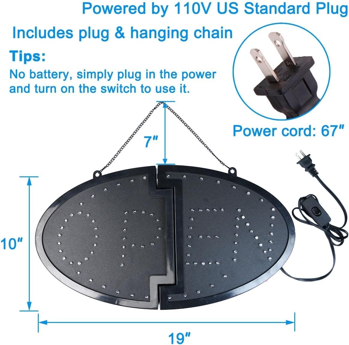 Animated Motion Ultra Bright OPEN Business Sign Store LED Neon Light with ON/OFF - Imagen 6