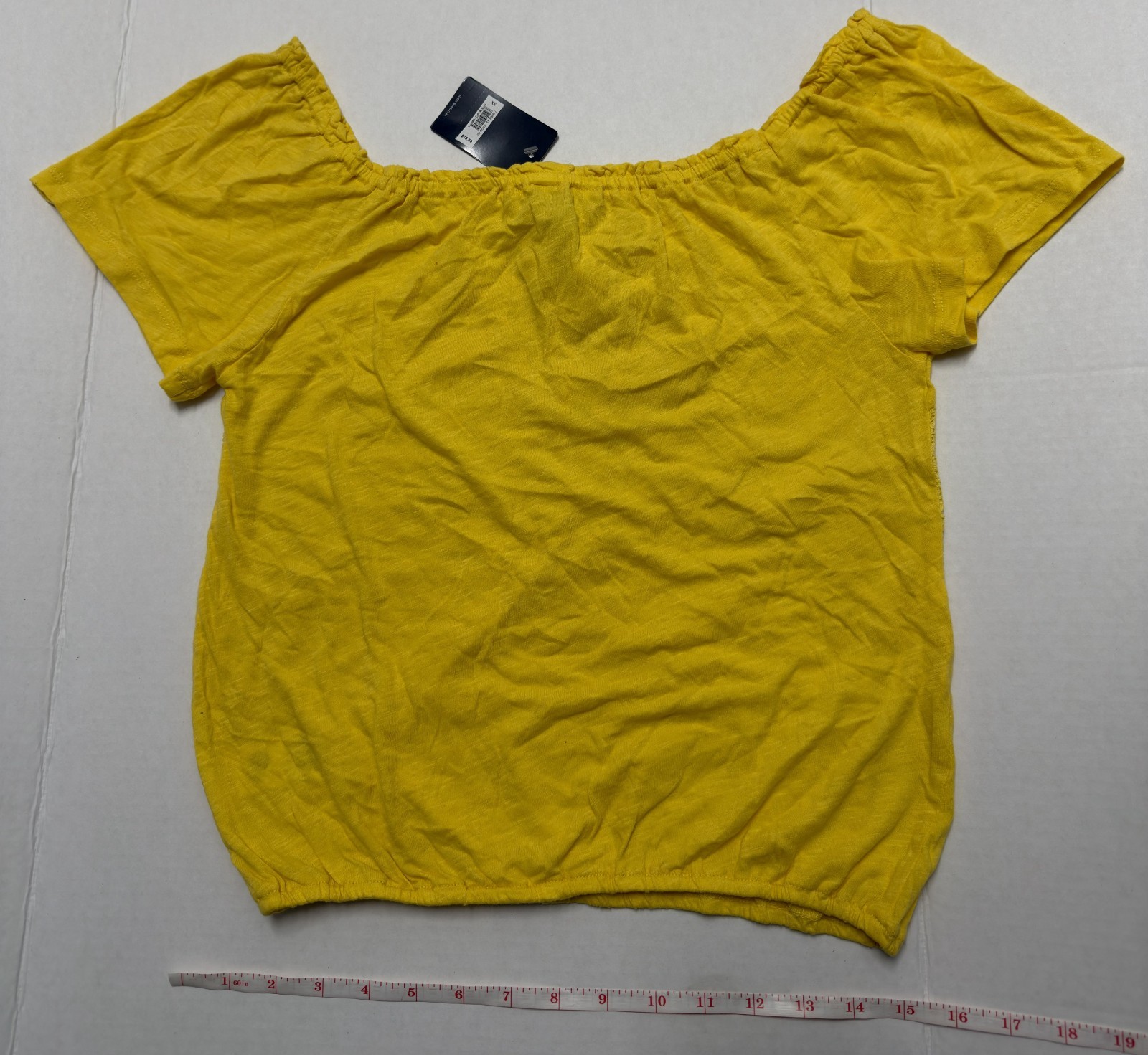 Lucky Brand Top Shirt Women XS Yellow Wrap Front Tie Short Sleeve Casual Boho - Imagen 4