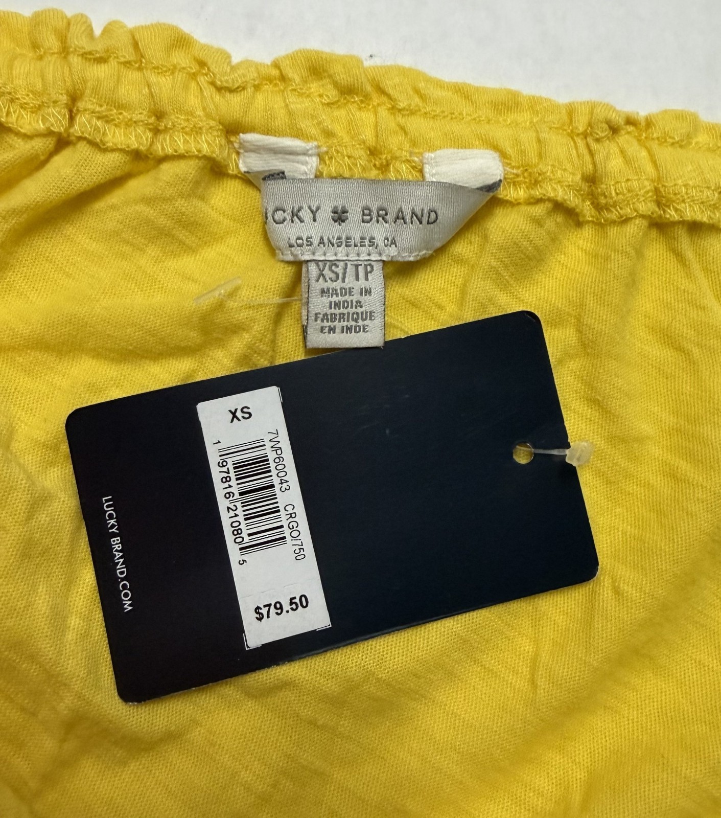 Lucky Brand Top Shirt Women XS Yellow Wrap Front Tie Short Sleeve Casual Boho - Imagen 5