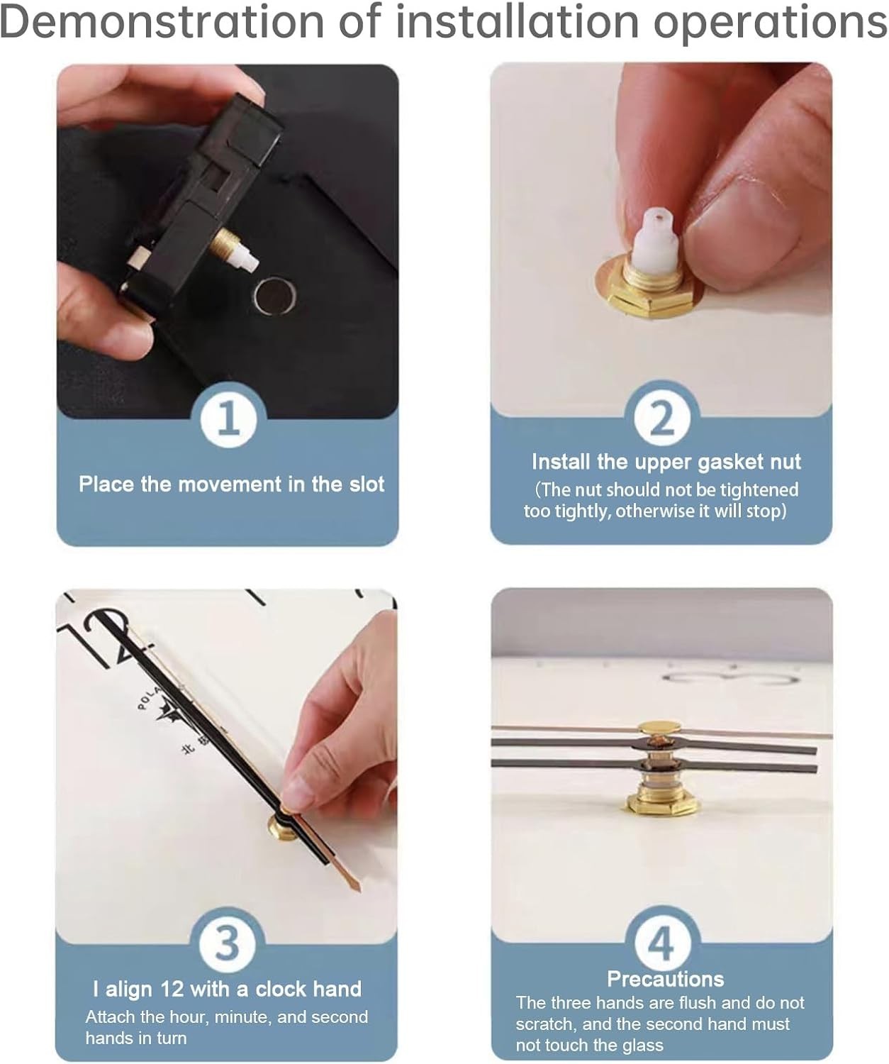 Replacement Silent Quartz Clock Movement Mechanism Battery Powered Hand Tool Kit - Imagen 5