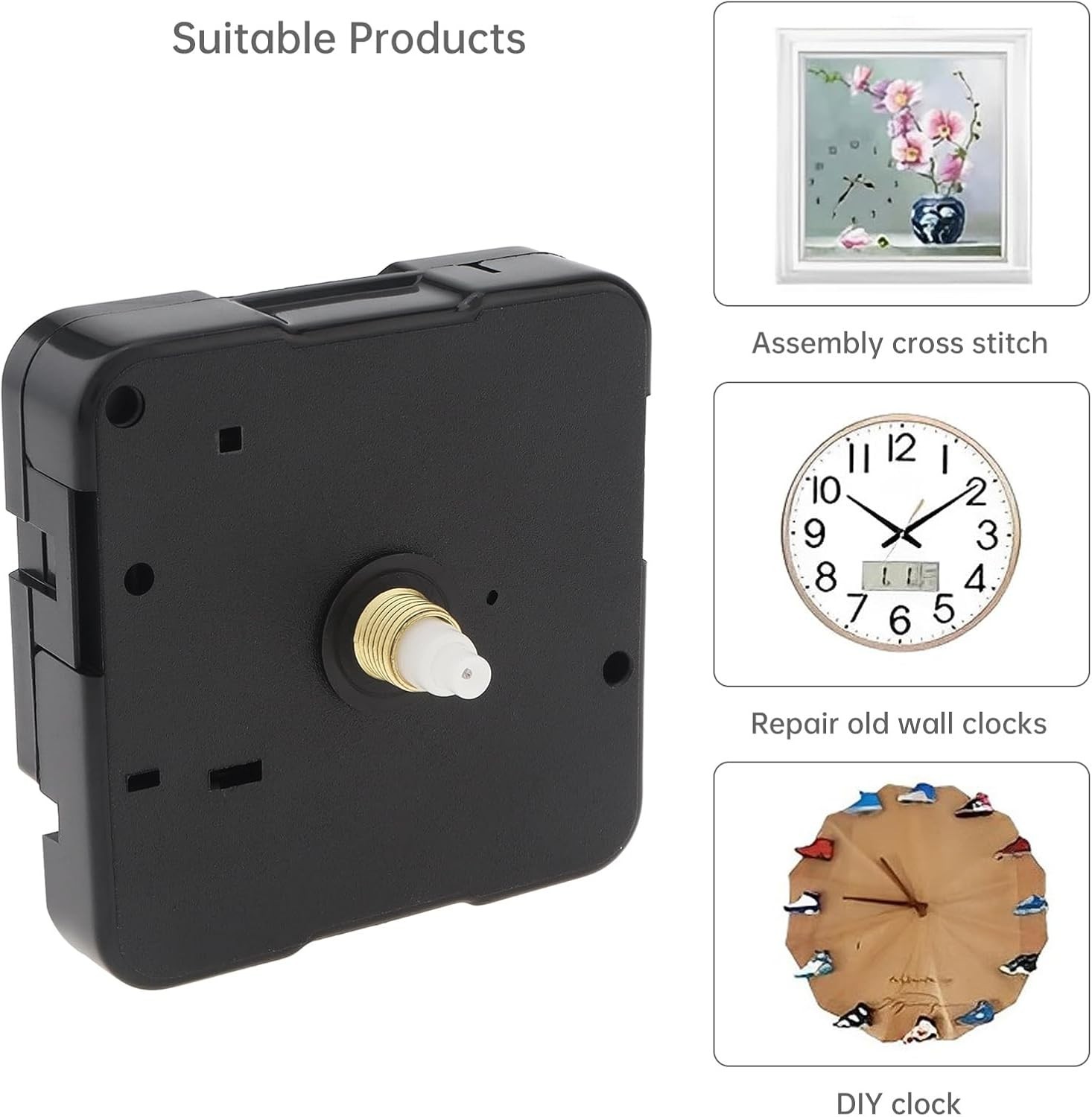 Replacement Silent Quartz Clock Movement Mechanism Battery Powered Hand Tool Kit - Imagen 7