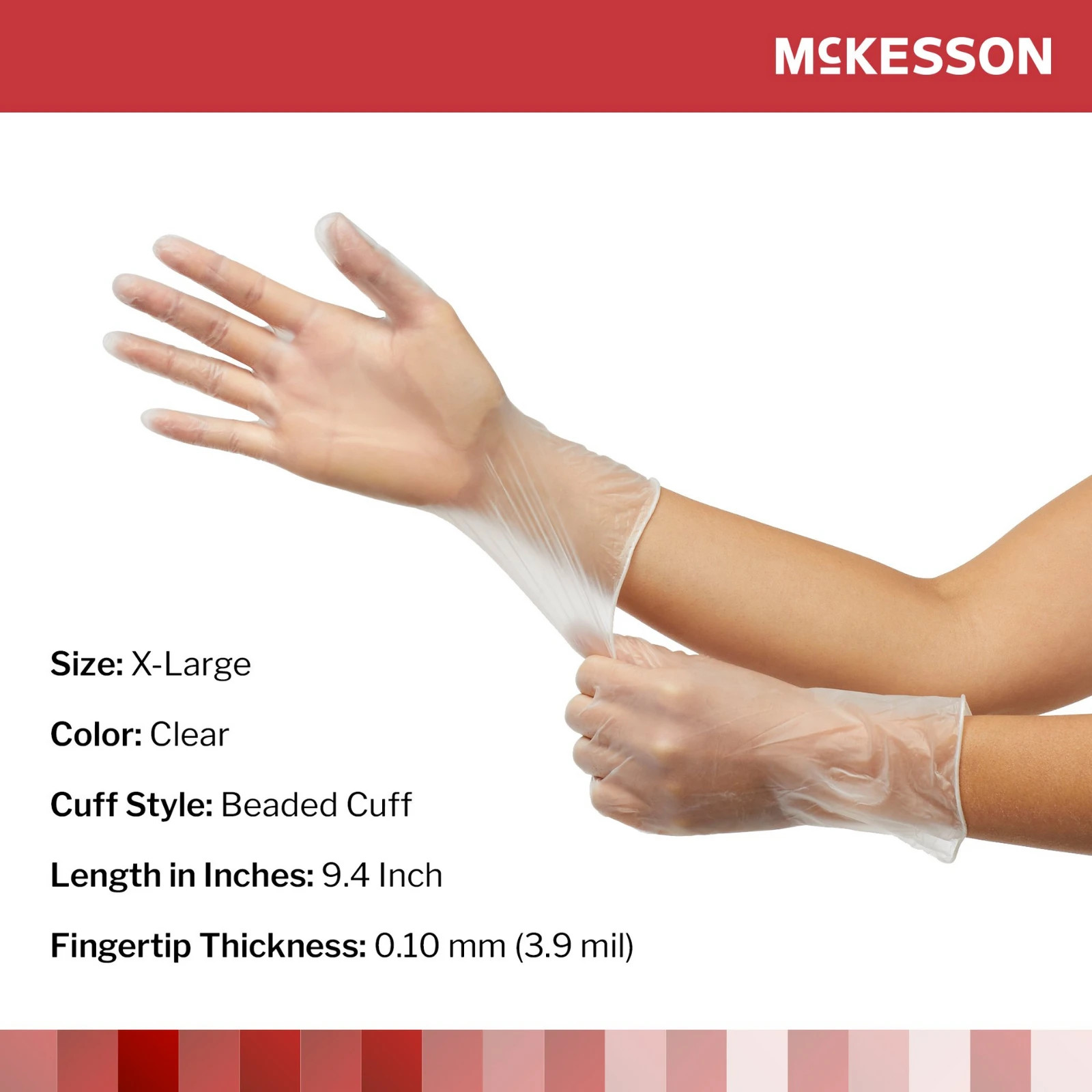 McKesson Vinyl Exam Glove Standard Cuff Length Medium 150 per Box
