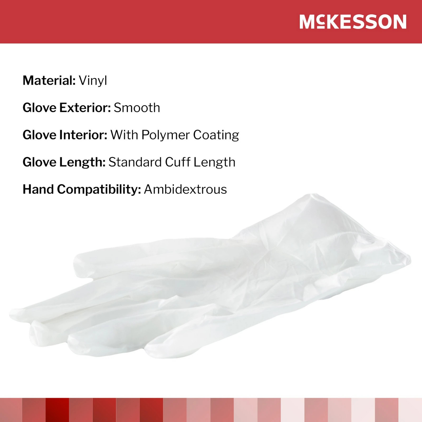 McKesson Vinyl Exam Glove Standard Cuff Length Medium 150 per Box - Imagen 8