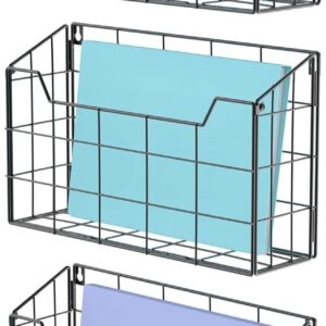 3 Pack Wall File Organizer, Mesh Hanging Metal Vertical Wall Mounted File Holder