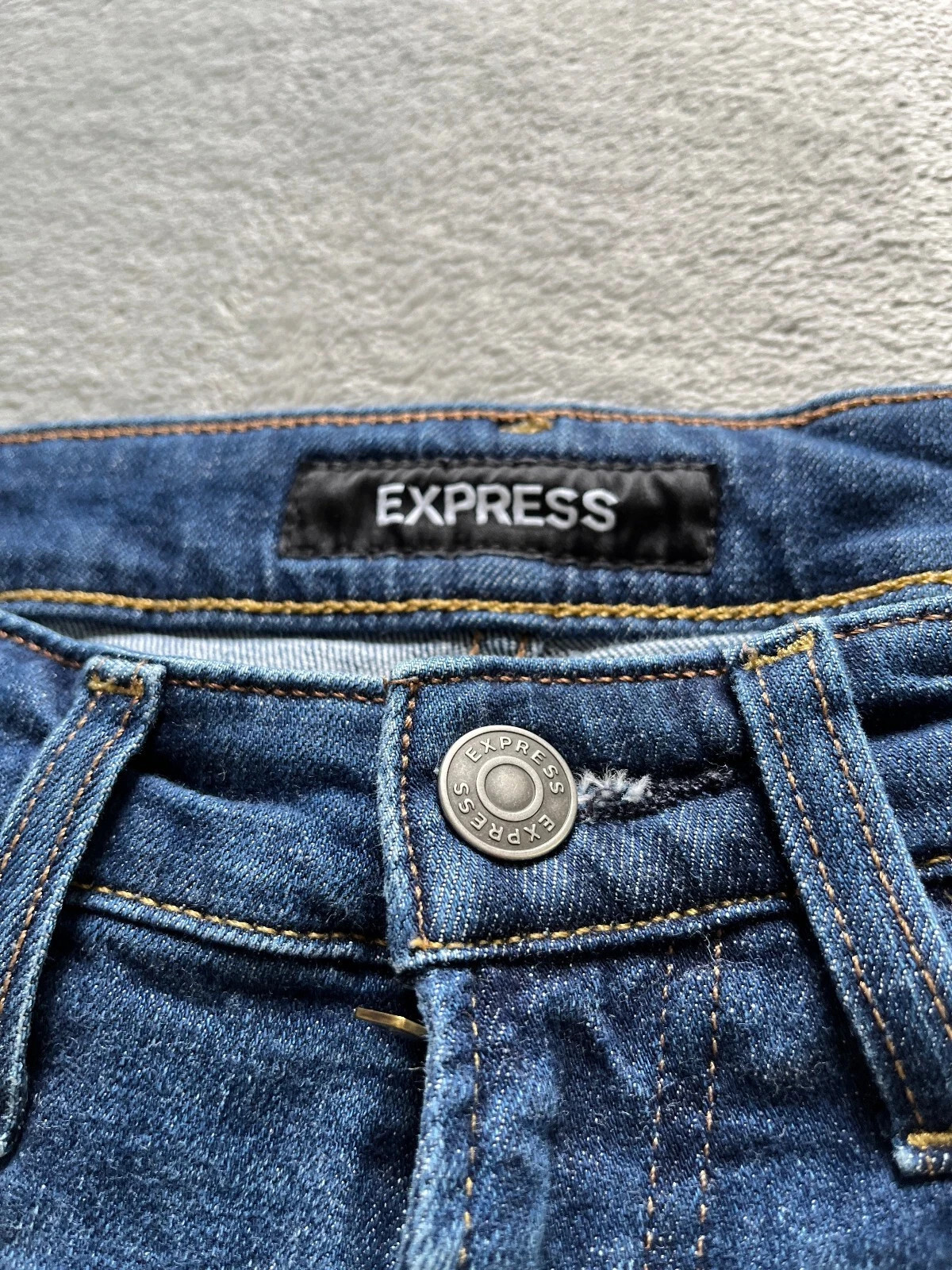 Express Bermuda Jean Shorts Mens 36 Stretch Slim Fit Distressed Holes Rips Denim - Imagen 5