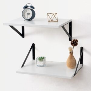 Wooden Floating Wall Shelves, Modern Style, 1pc White and Black