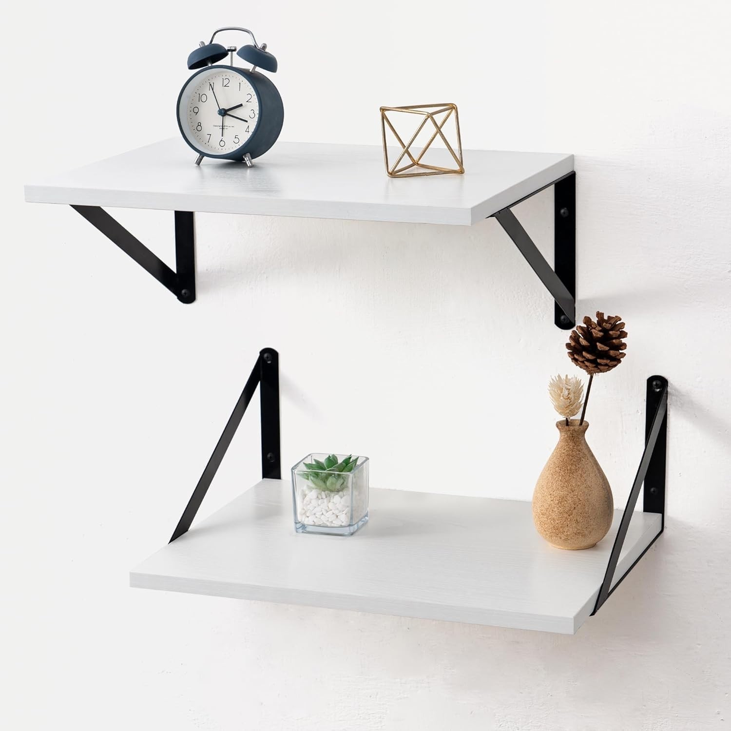 Wooden Floating Wall Shelves, Modern Style, 1pc White and Black
