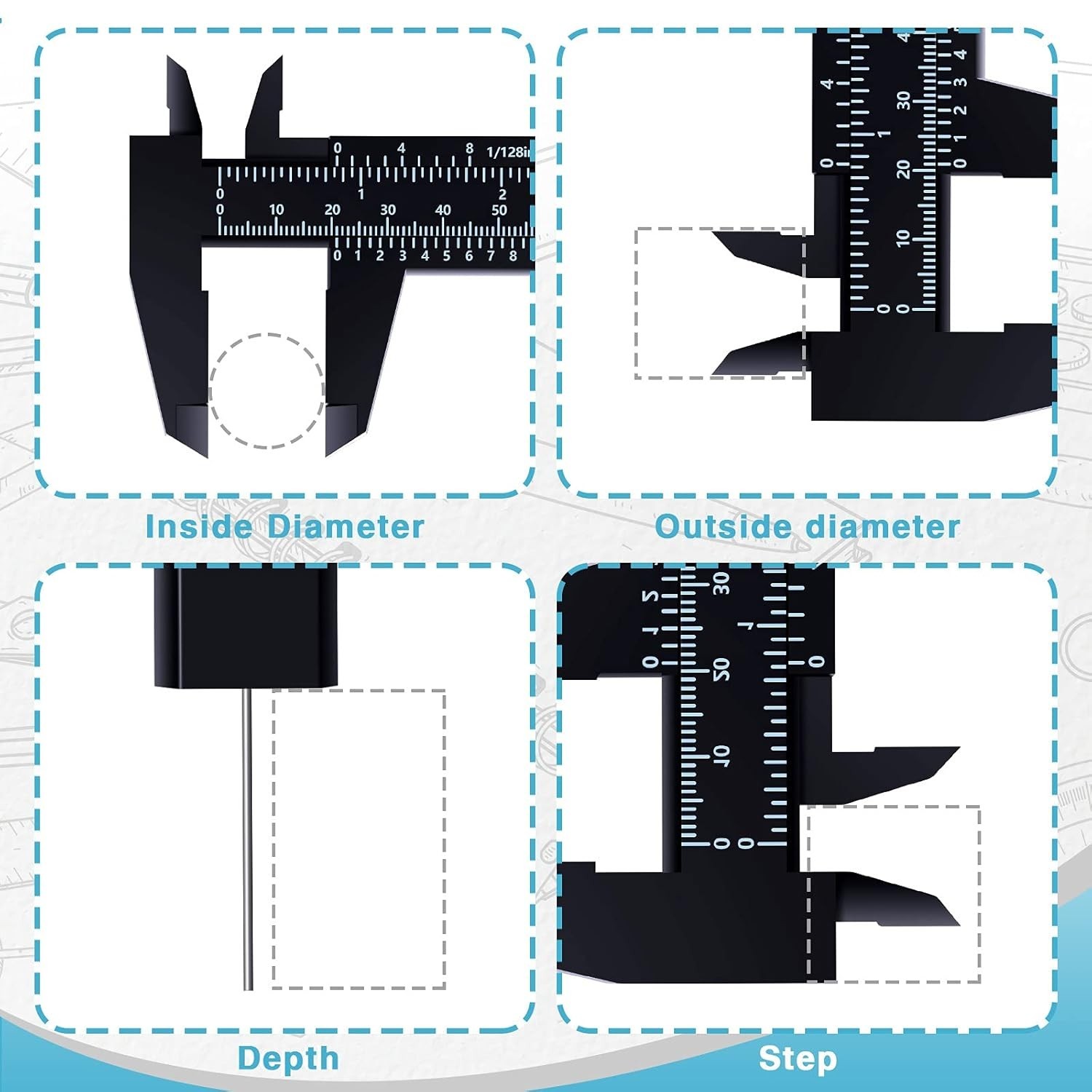 Vernier Caliper, 150mm 0.5mm High Accuracy Non Digital Caliper, Plastic Double