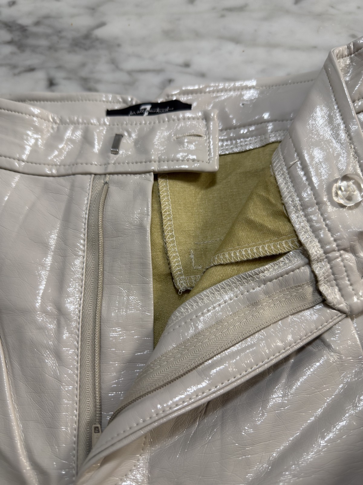 7 For All Mankind Womens Beige Polyurethane Pants Size Small