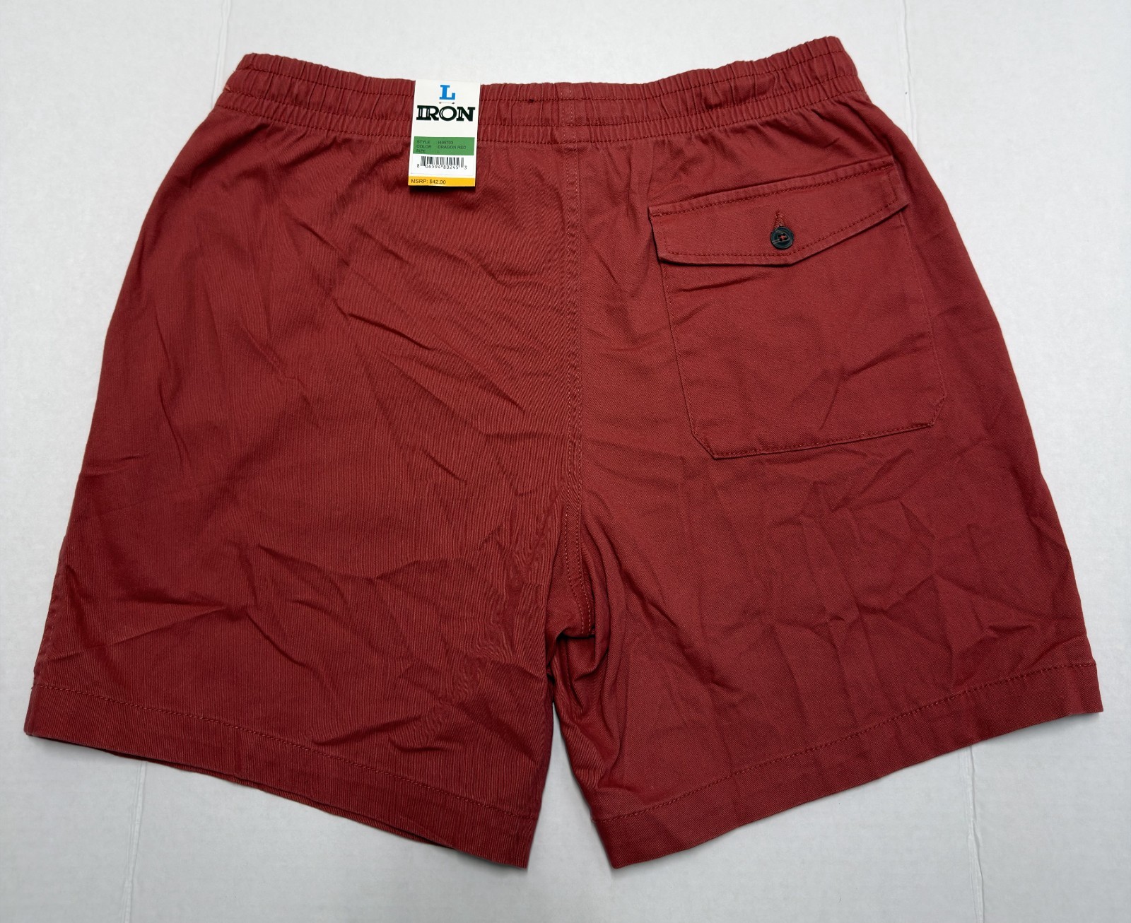 Iron Co Shorts Men Comfort Flex Waist Shorts Size L Dragon Red New With Tags