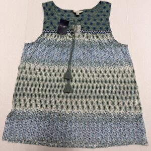 Lucky Brand Floral Blouse Top Womens Medium Blue & Green Sleeveless
