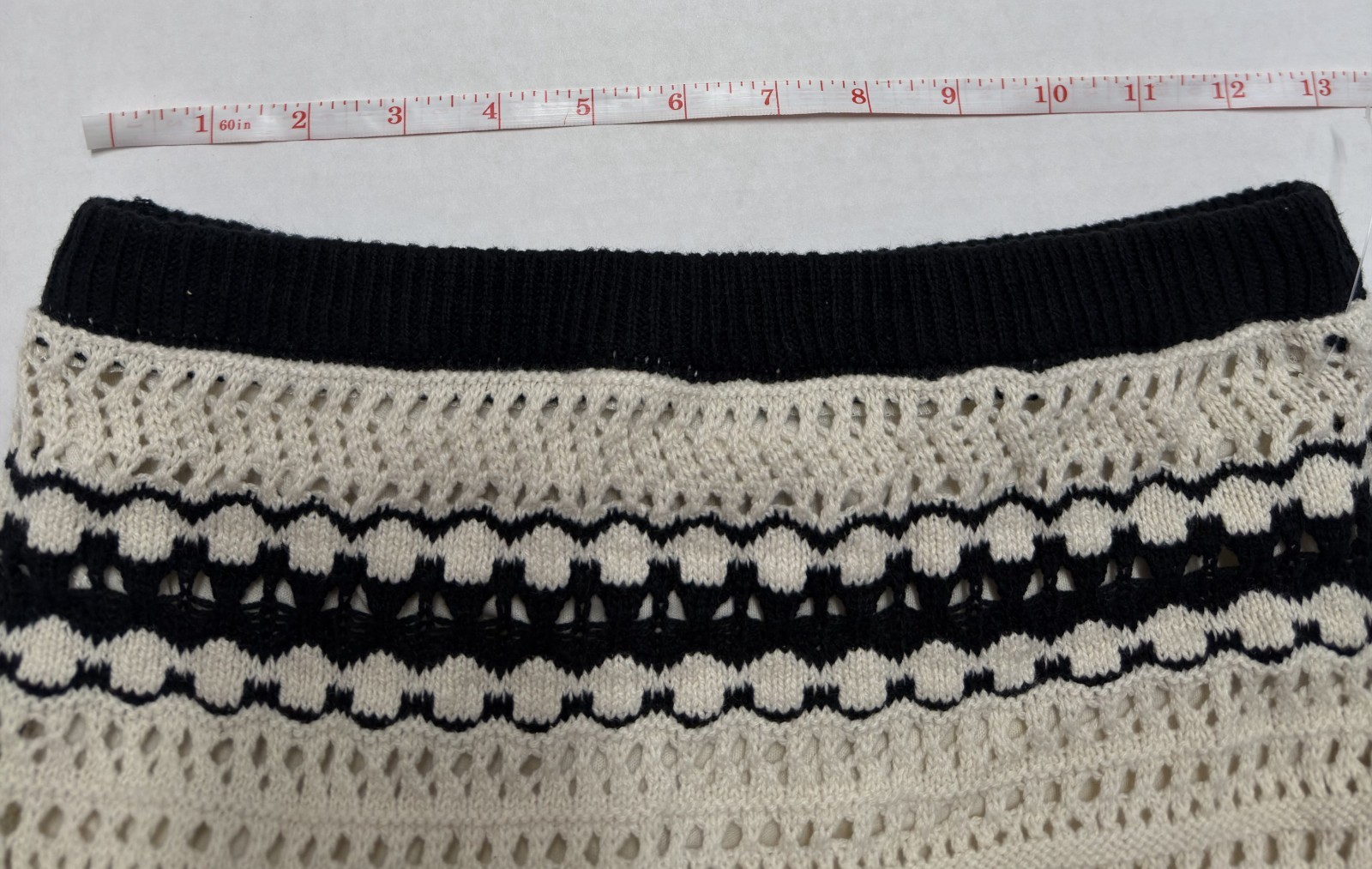 Sincerely Jules Crochet Knit Midi Skirt Striped Small Black Cream Boho Chic NEW - Imagen 4