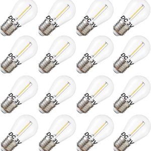 DC 3V Low Voltage,Solar String Light Bulbs,Shatterproof Waterproof S14 LED Bulbs