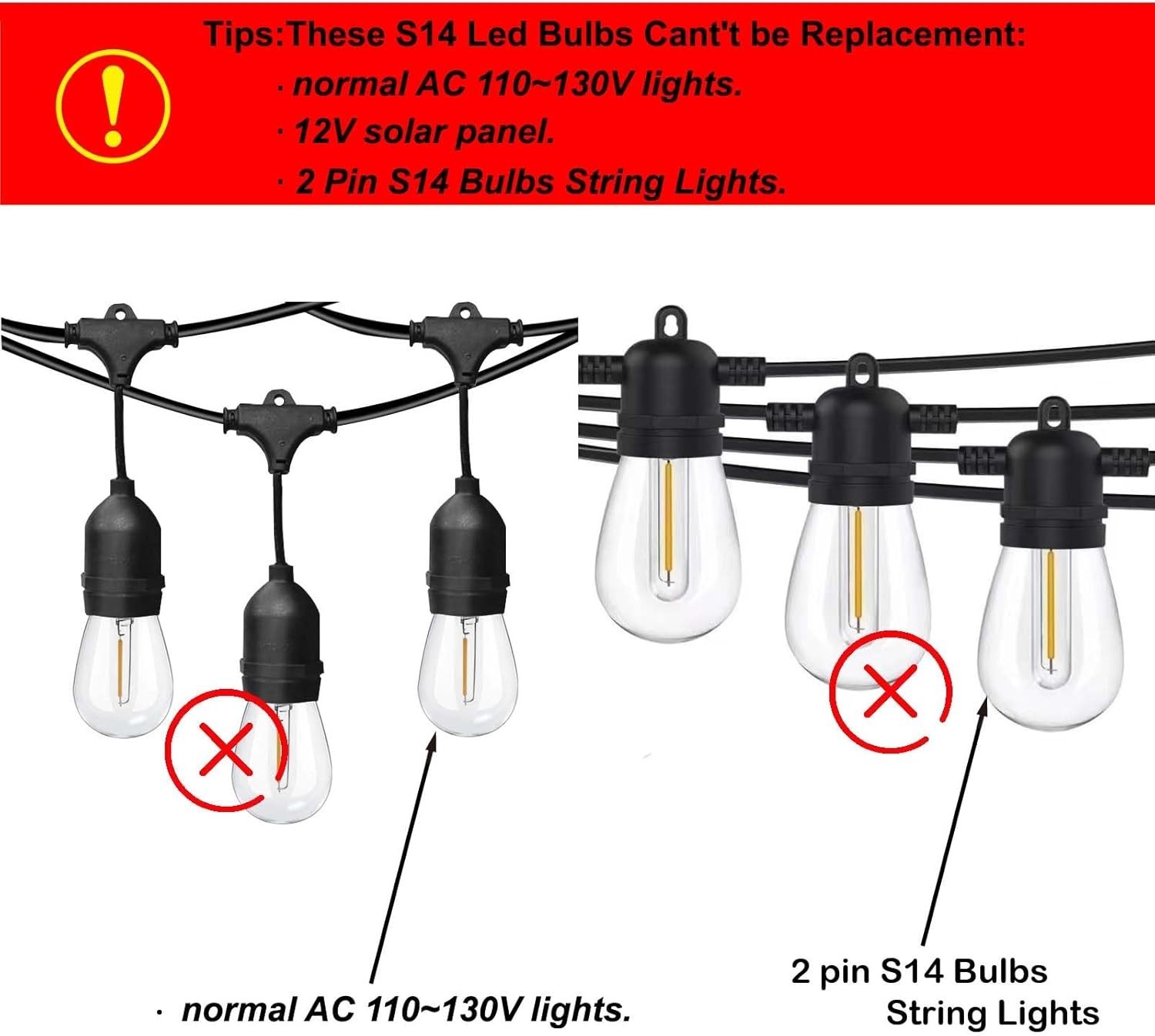 DC 3V Low Voltage,Solar String Light Bulbs,Shatterproof Waterproof S14 LED Bulbs - Imagen 6