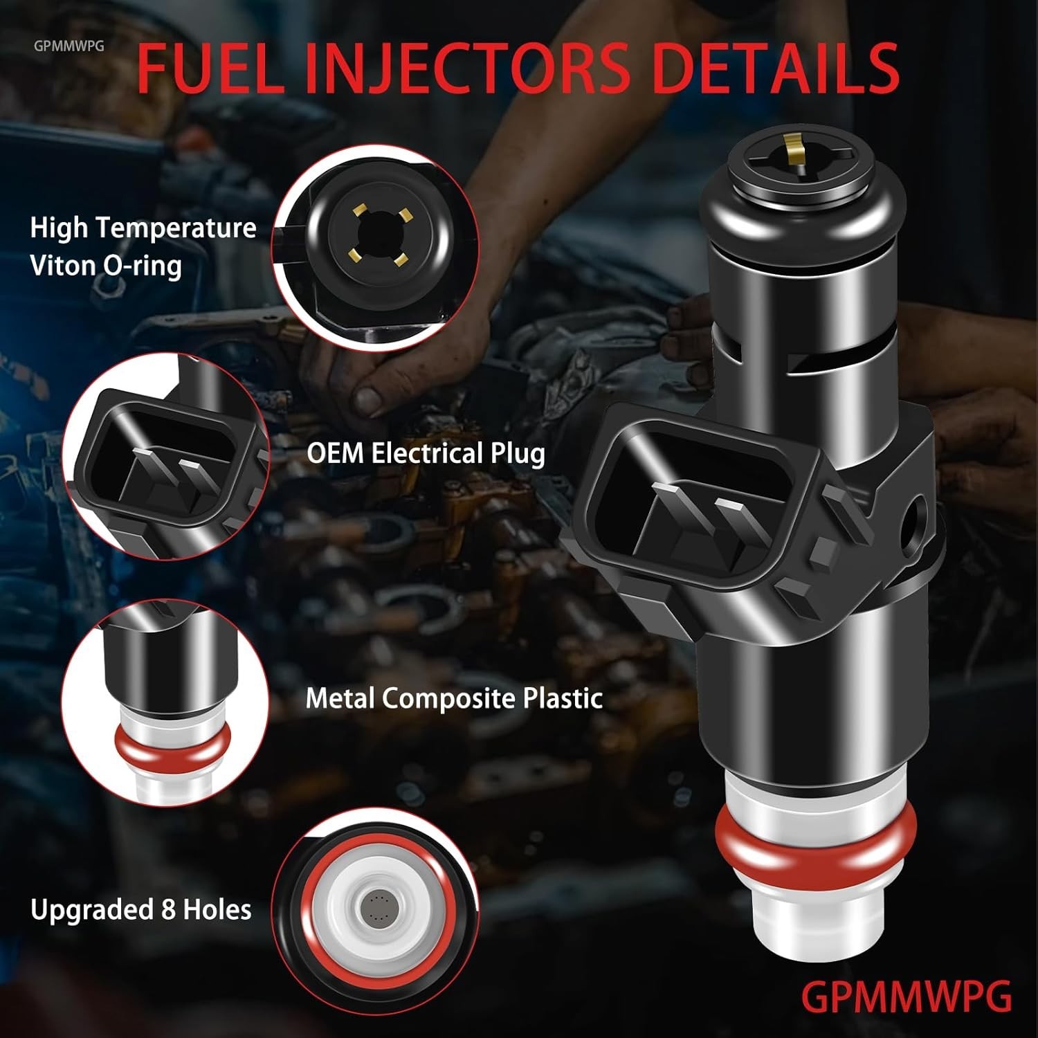 6Pcs Fuel Injectors 8001492N 8 Holes Honda Accord 2003-2007; Pilot 2005-2011