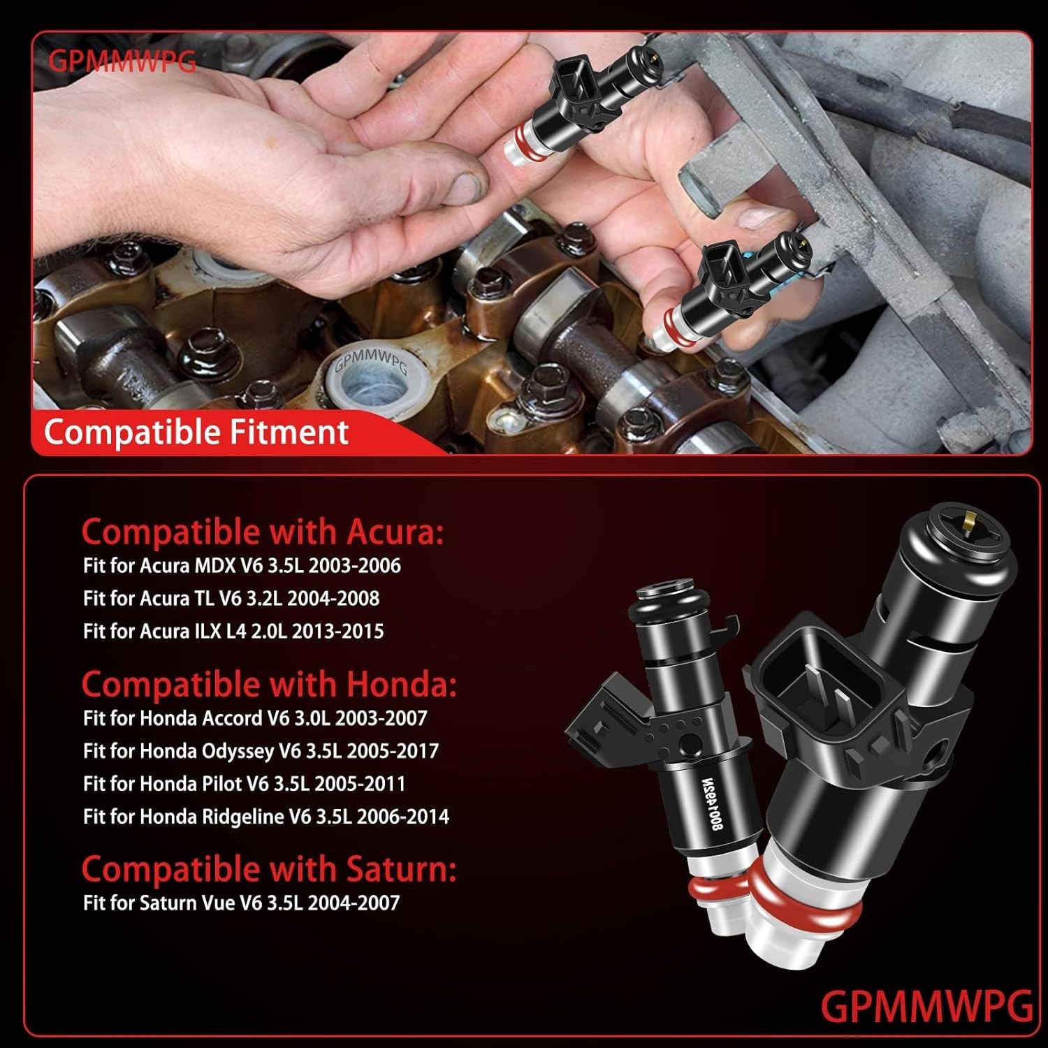 6Pcs Fuel Injectors 8001492N 8 Holes Honda Accord 2003-2007; Pilot 2005-2011 - Imagen 7