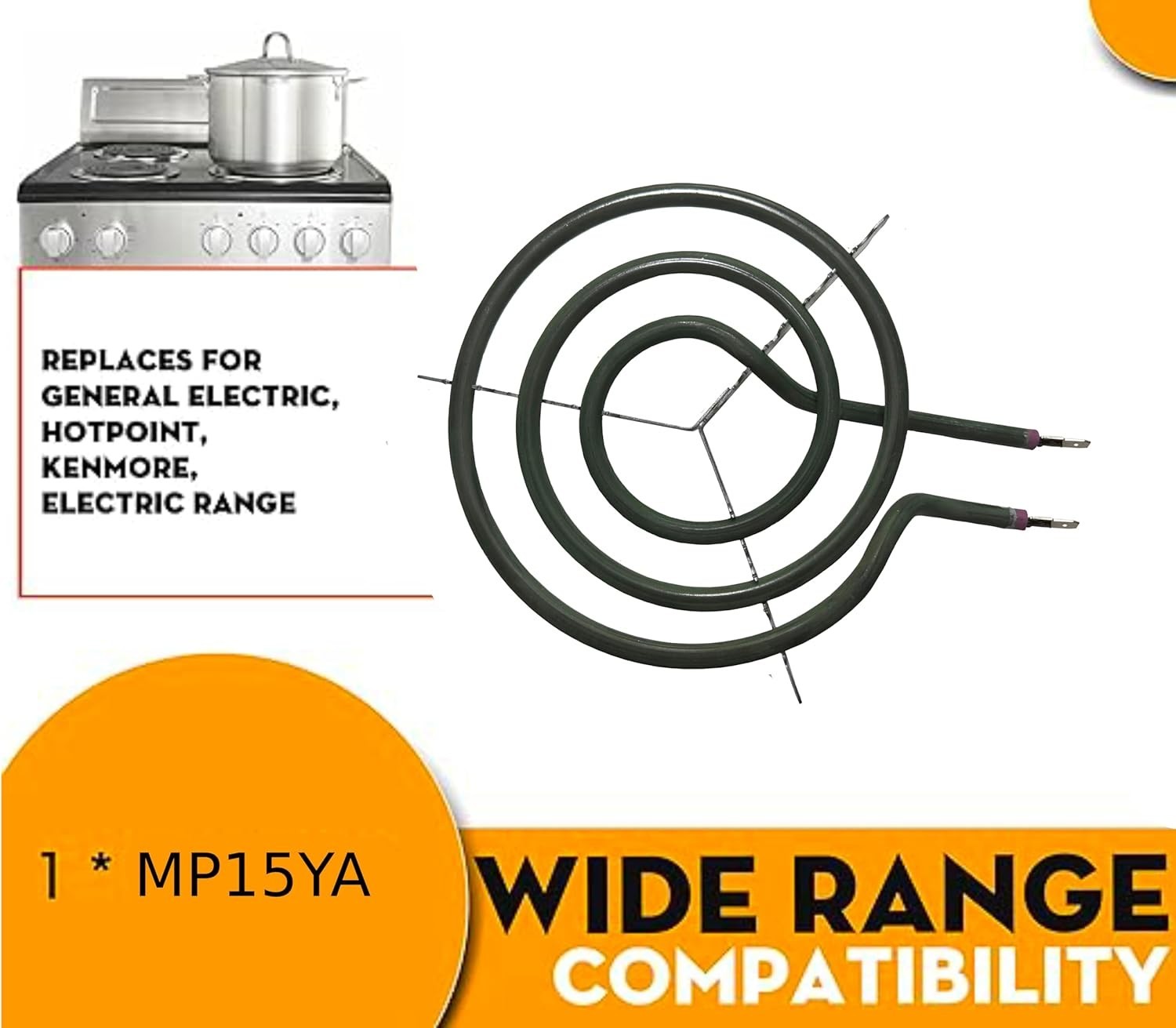 Electric stove burner element, 6" Hardwick Whirlpool, 3 turns, 1000W, 120V - Imagen 4