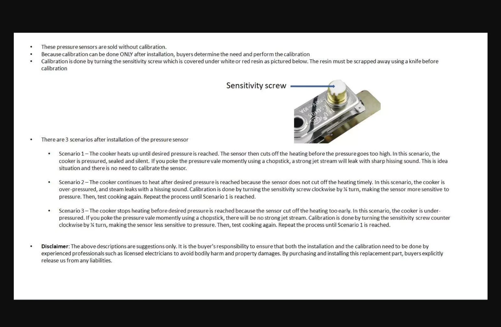 Pressure Sensor or Pressure Switch for Electric Pressure Cookers - Imagen 9