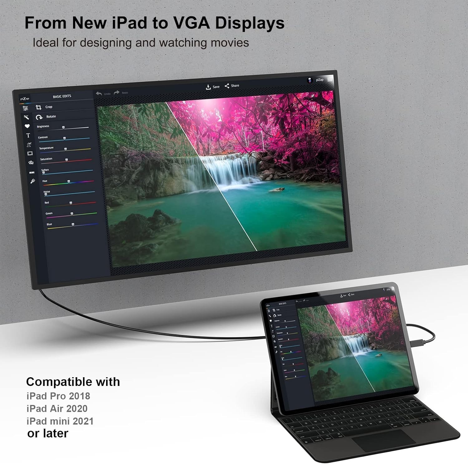 BENFEI USB Type C To VGA Cable 1080P Converter Adapter for Laptop UHD Projector