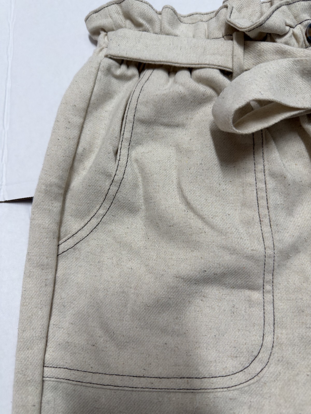 Sienna Sky Beige Pull On Cropped Wide Leg Linen Blend Pants. Size: Large - Imagen 3