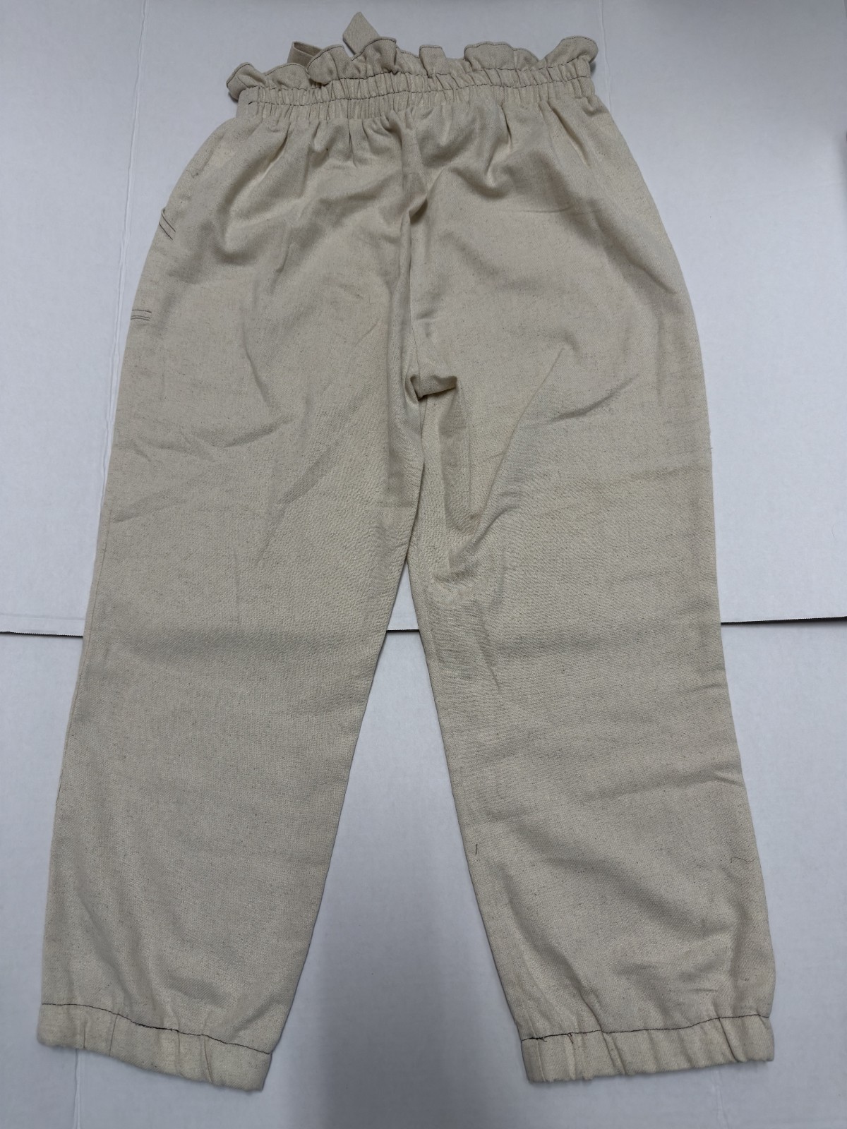 Sienna Sky Beige Pull On Cropped Wide Leg Linen Blend Pants. Size: Large - Imagen 4