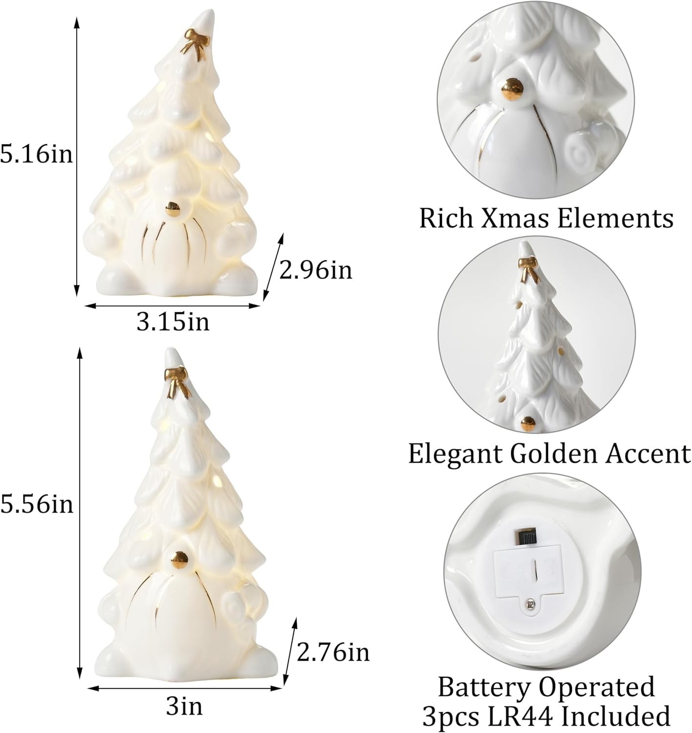 Lighted Christmas Gnome Tree, Faceless Old Man Ceramic Decor - Imagen 7