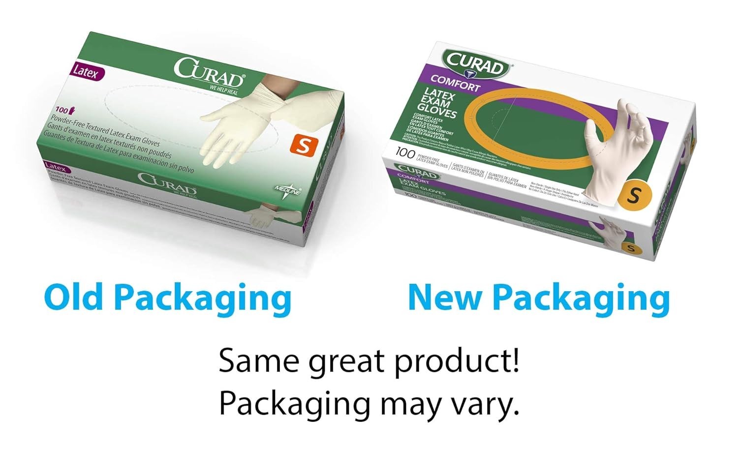 CURAD Comfort Latex Exam Gloves, Small, 100pcs - Imagen 3