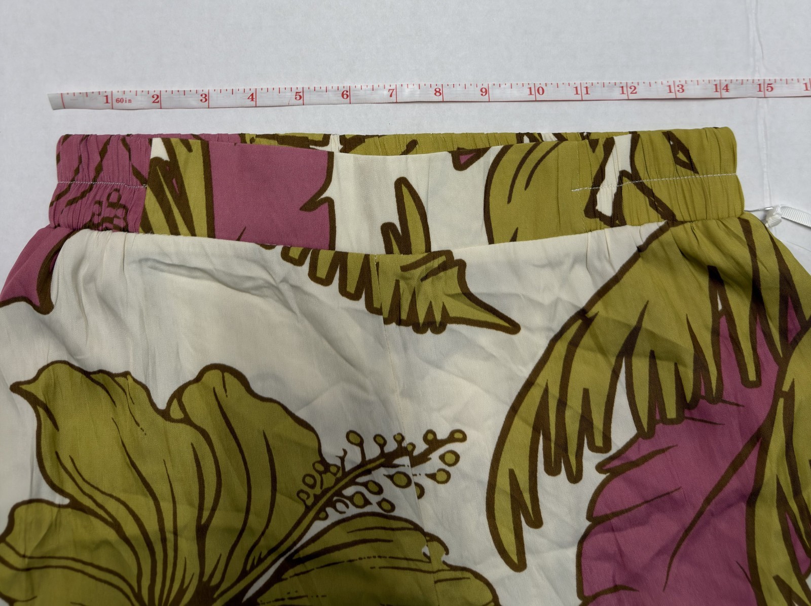 Rose & Olive Floral Sheer Wide Leg Pants Womens Size Small Green Drawstring - Imagen 3