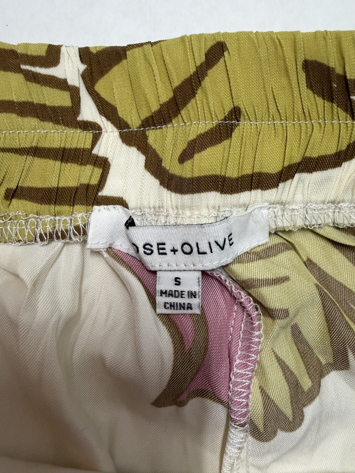 Rose & Olive Floral Sheer Wide Leg Pants Womens Size Small Green Drawstring - Imagen 4