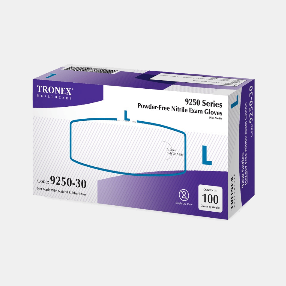 Tronex Healthcare Powder Free Nitrile Exam Gloves 100pcs LARGE 9252-30 Series