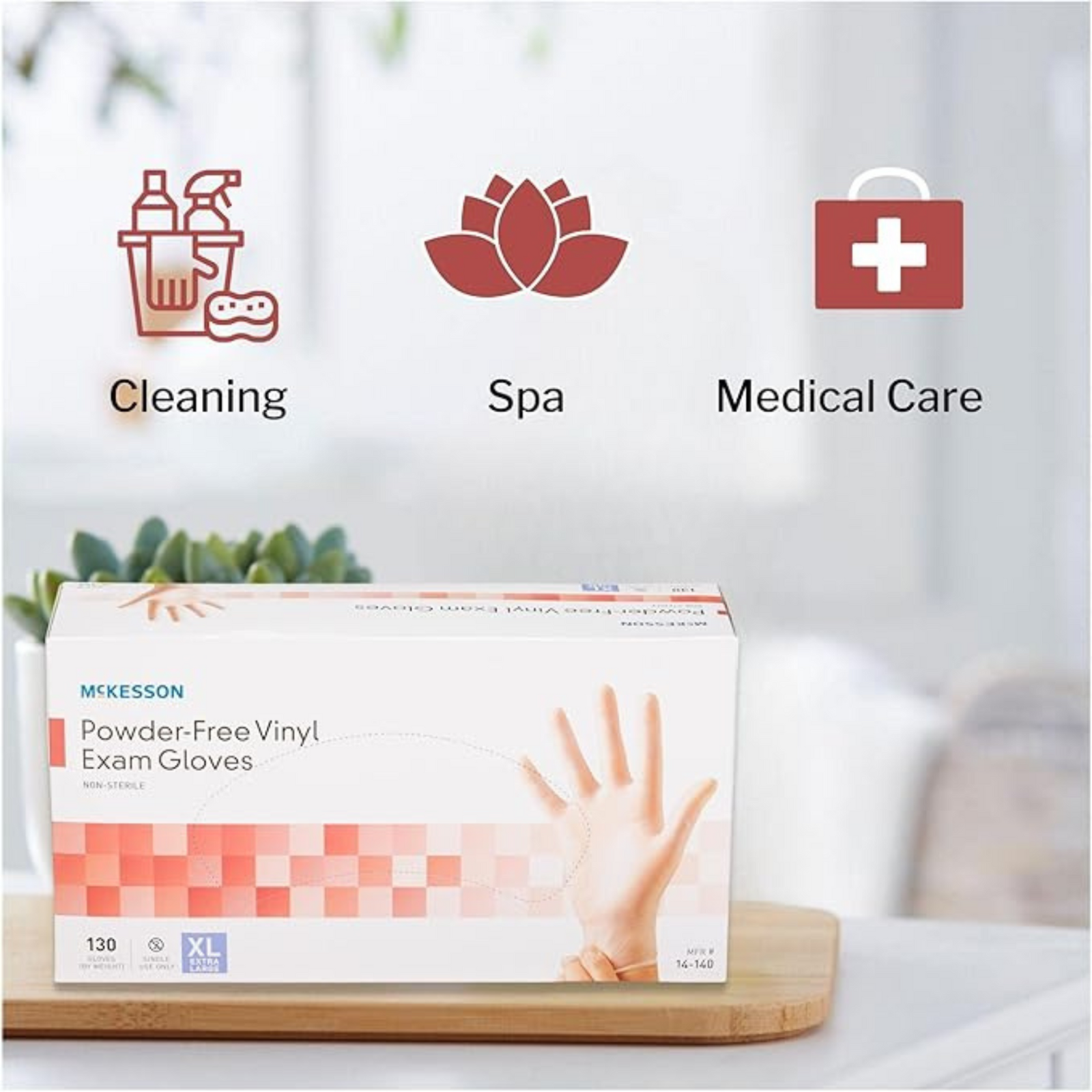 McKesson Vinyl Exam Glove Standard Cuff Length Medium 150 per Box - Imagen 3