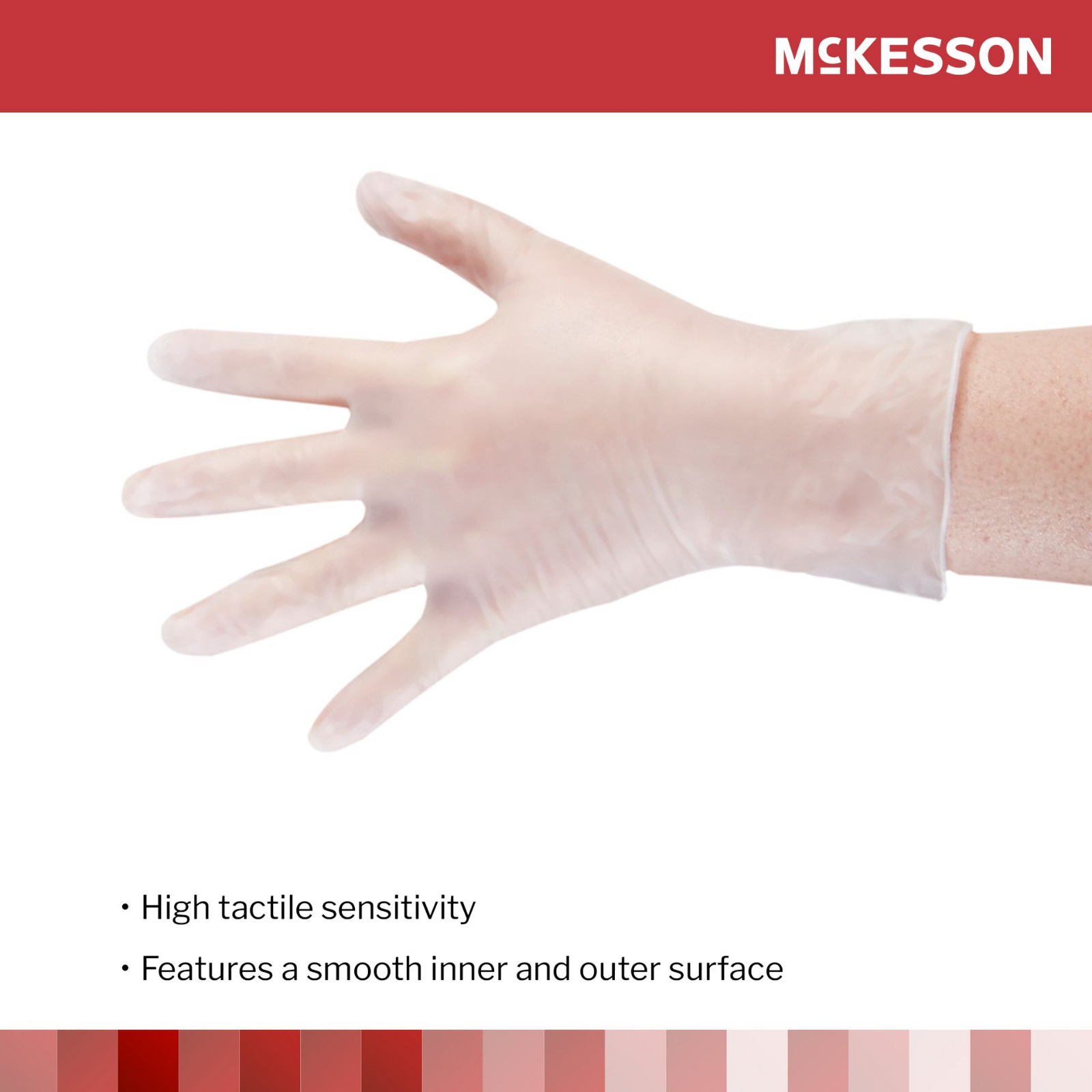 McKesson Vinyl Exam Glove Standard Cuff Length Medium 150 per Box - Imagen 6