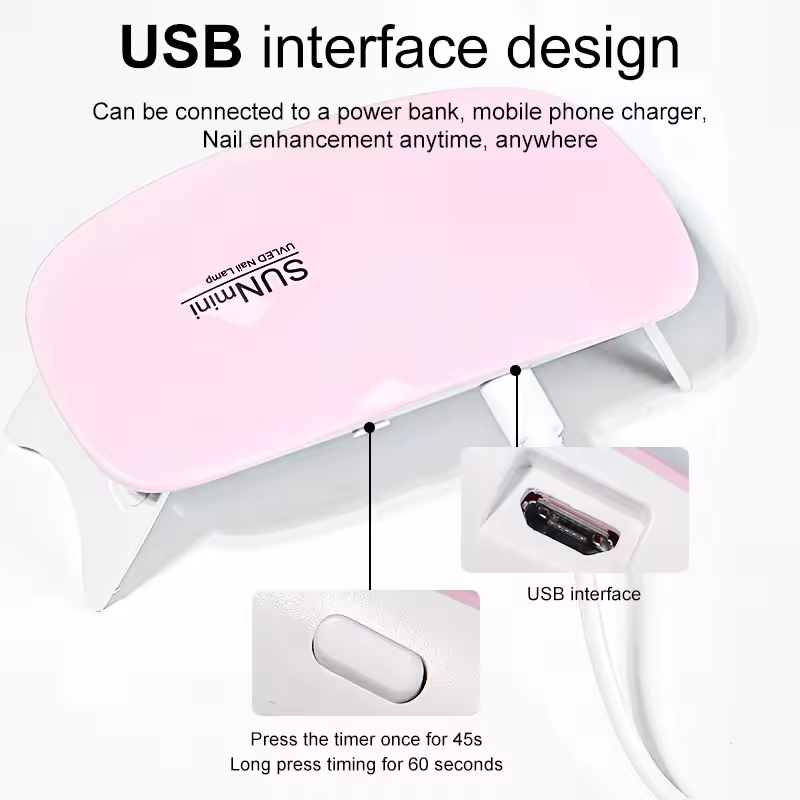 Portable 6W Mini UV LED Lamp USB Charging Gel Polish Curing Machine Nail Dryer - Imagen 5