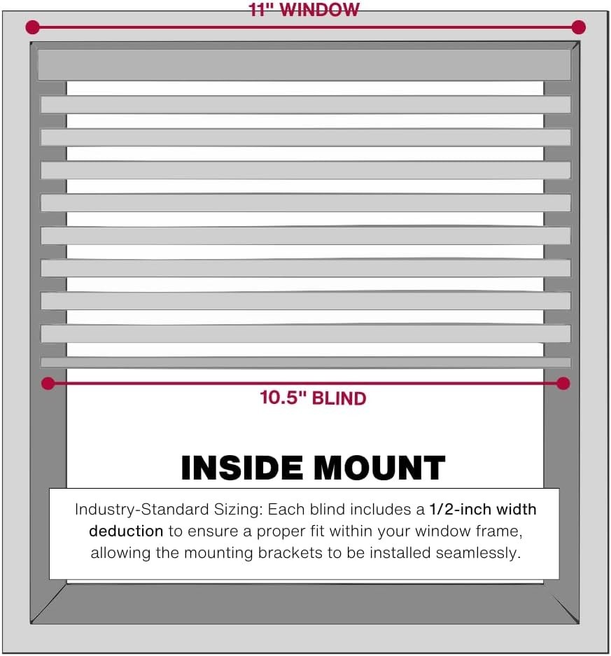 Cordless Faux Wood Blinds, 11"W x 72"L, Smooth, Snow White, 2" Horizontal Slats - Imagen 4