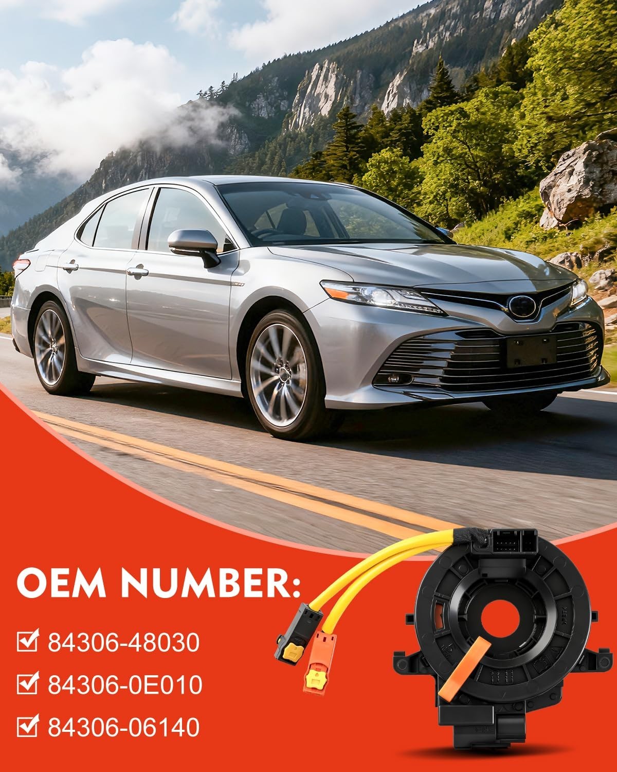 84306-09020 Clock Spring For Toyota RAV4 Corolla Tacoma Lexus IS300 2012-2022 - Imagen 4