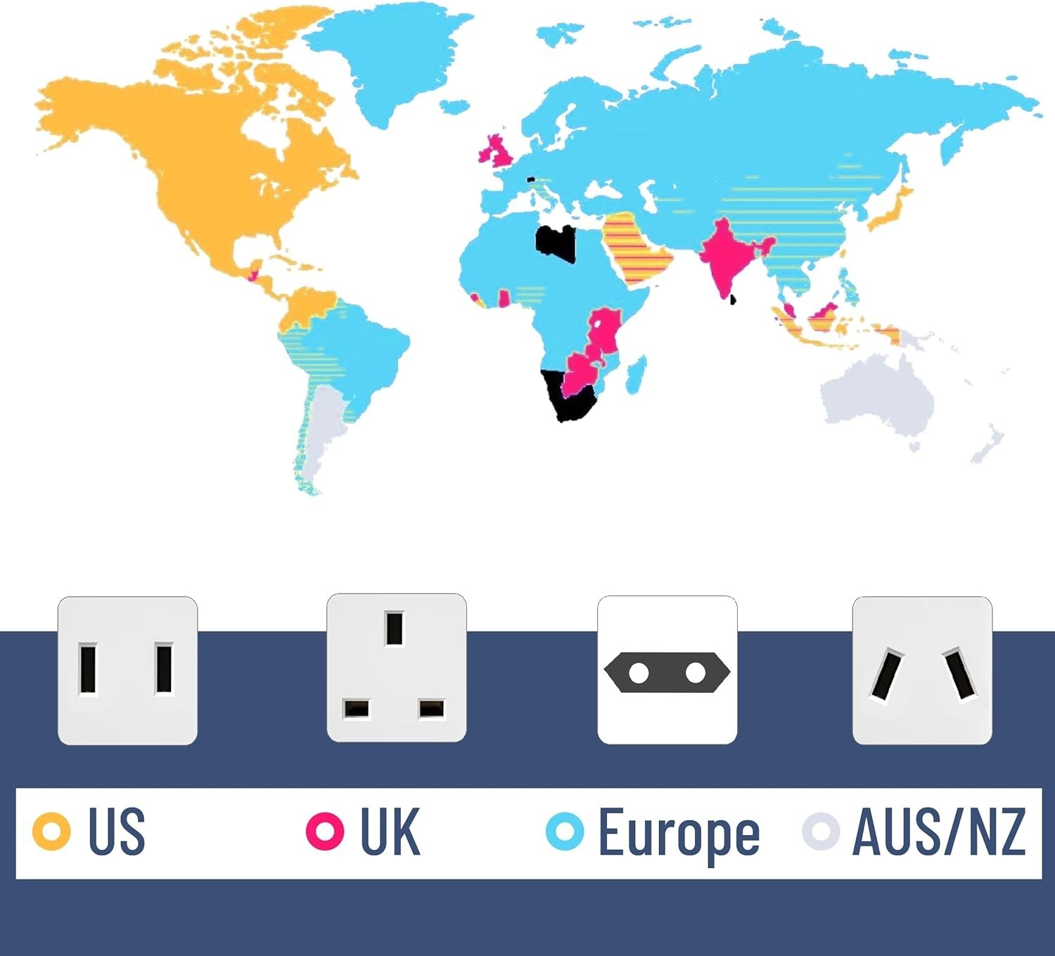 Universal Adapter For Plugs USA, EUR, UK, Australia and India, All in One - Imagen 7