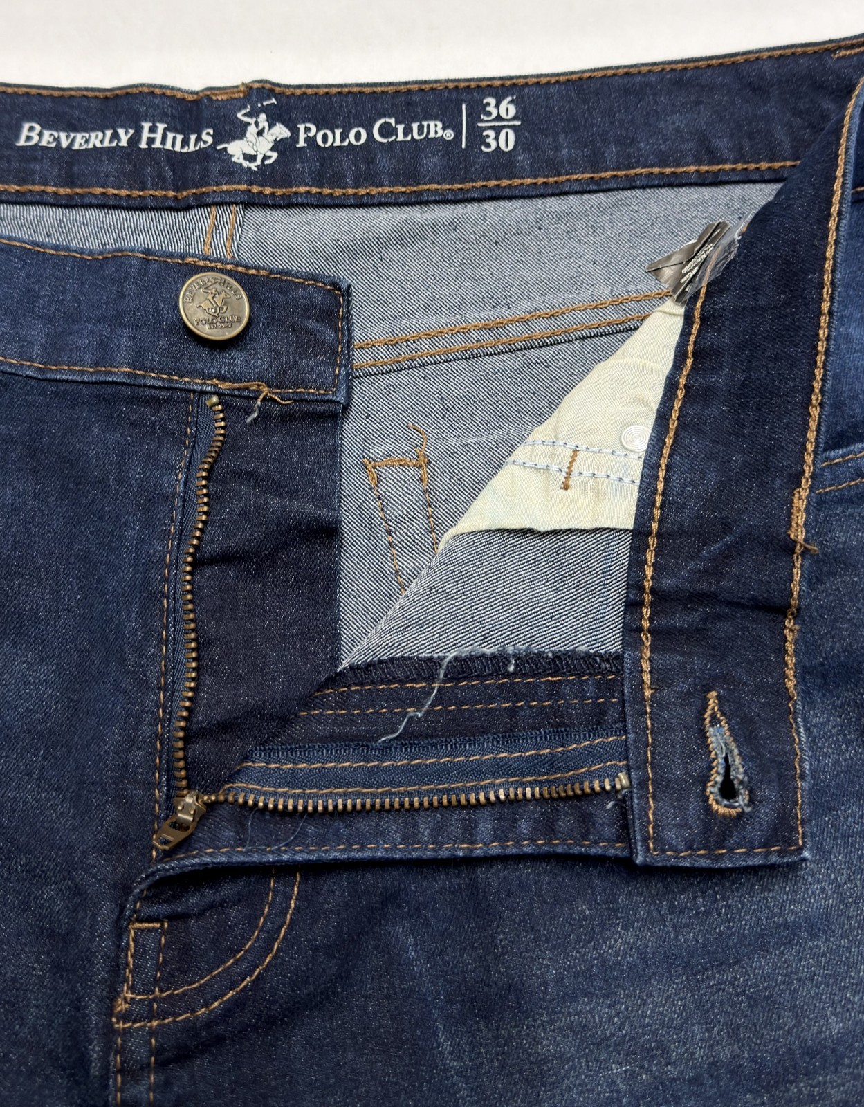 Beverly Hills Polo Club Mens Denim Jean Shorts Flat Front Size 36 Blue - Imagen 3