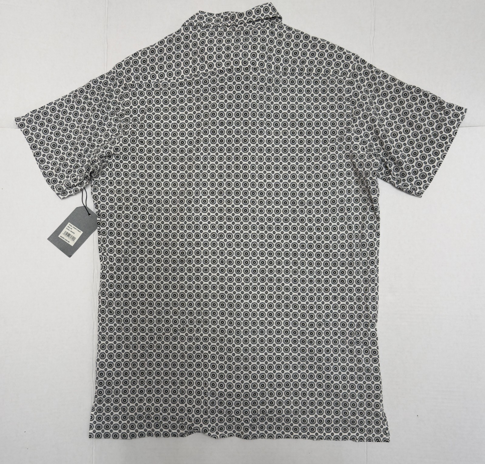 Free Planet Men’s White With Geometric Pattern Casual Short Sleeve Button Up M - Imagen 5