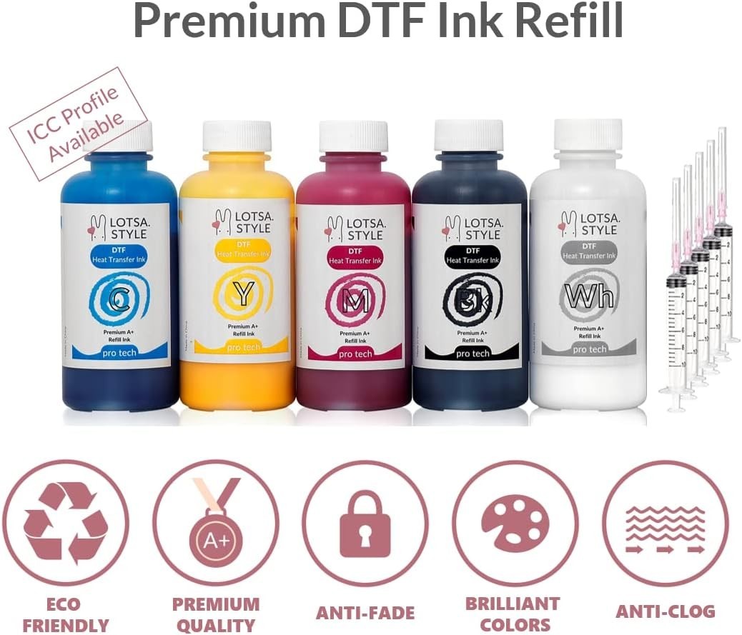 LOTSA STYLE Premium DTF Ink Refill for Inkjet Printers Heat Transfer Film Print