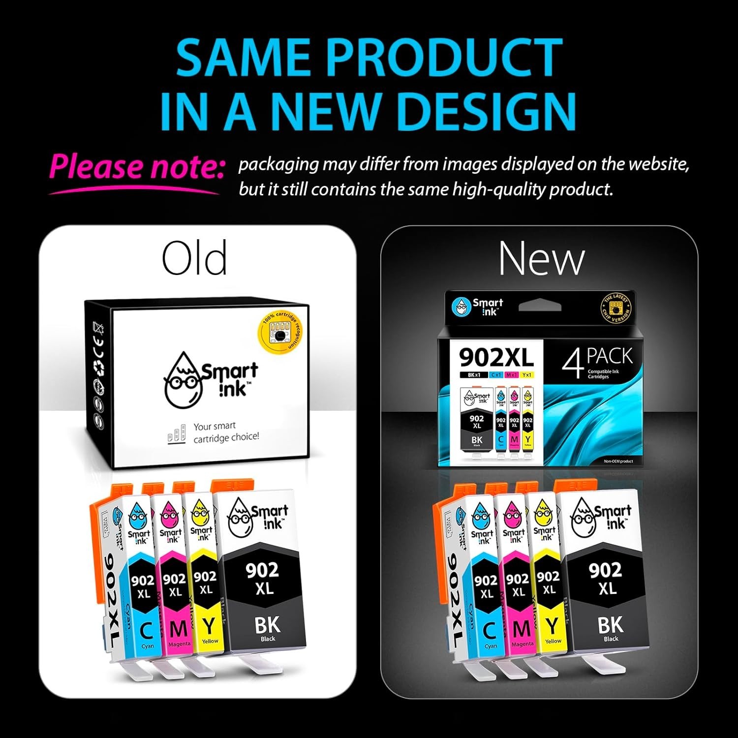 4 Pack 902XL Ink compatible with HP 902 OfficeJet 6978 6968 6954 6976 6979 6950