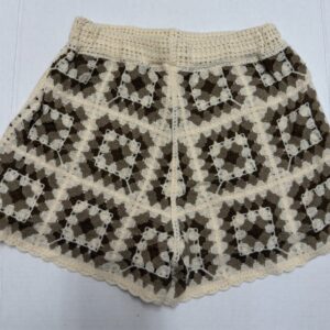 Rebellion Shorts Womens M Crochet Brown White Mid Rise Boho Festival Beach
